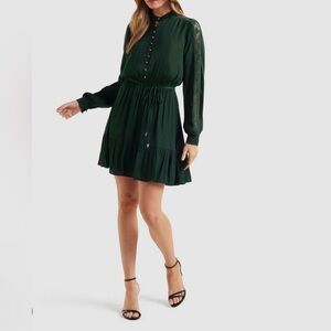 Ever New Melbourne Clemence  Dark Green Lace Mini Dress | Size US 12